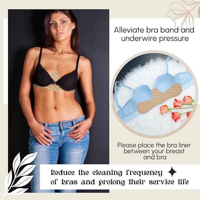 Boyiee 9 Pcs Cotton Bra Liners 3 Layer Reusable Washable Under Breast Sweat Absorber Pads for Woman
