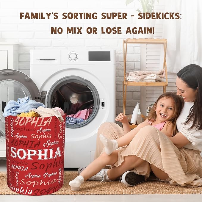 Custom Name Laundry Hamper, Personalized Laundry Basket with Name for Baby Boys Girls, Customized Collapsible Dirty Clothes Hamper Storage with Handles for Bedroom Bathroom Dorm Room Decor
