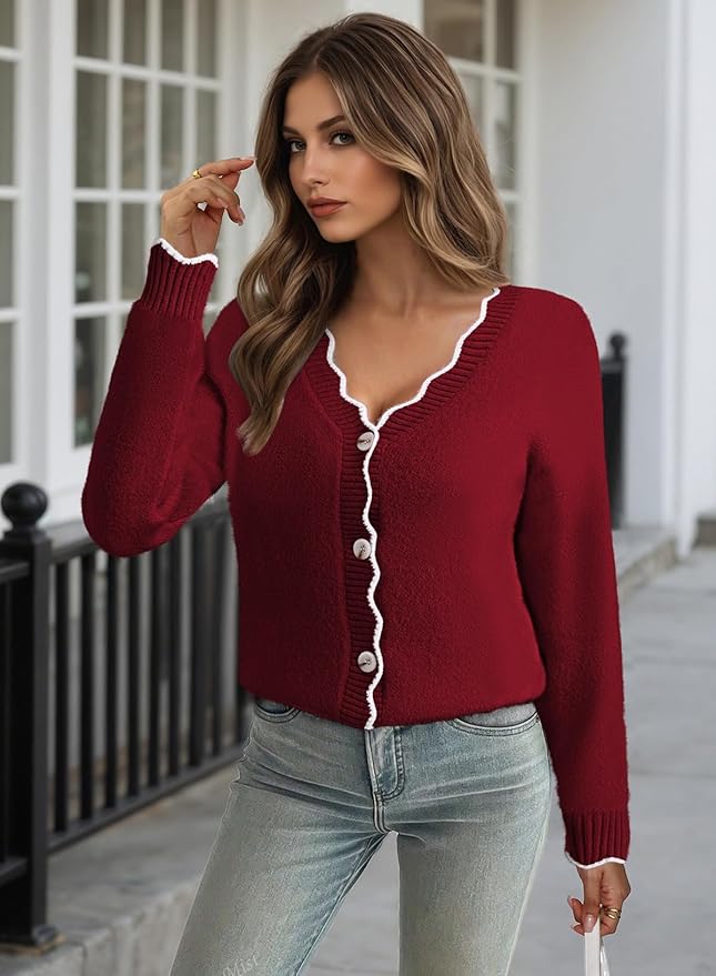Pink Queen Fuzzy Sweater Cardigan for Women 2025 Fashion Long Sleeve Flower Outerwear Button Down Open Front Cardigan Coat