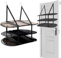 2Pcs Over The Door Drying Rack with 4 Hooks,3 Tier Sweater Drying Rack with Fixed Webbing,Large Folding Mesh Clothes Drying Rack for Dorms,Bathrooms and Bedroom(Black)