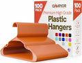 Plastic Clothes Hangers – Heavy Duty Hanger Set, for Organizing Clothes, Dresses, and Coat, Holds Up to 5 lbs, Space-Saving Hangers with Non-Slip Shoulder Grooves, Pack of 100, Orange