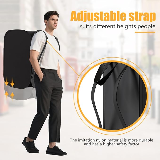 2 Pack Collapsible Backpack Laundry Bag Made by Strong Polyester Oxford Cloth, 76L Heavy Duty Large Hamper with Adjustable Shoulder Strap, Foldable Basket with Mesh Pocket for Dorm, Travel, Apartment