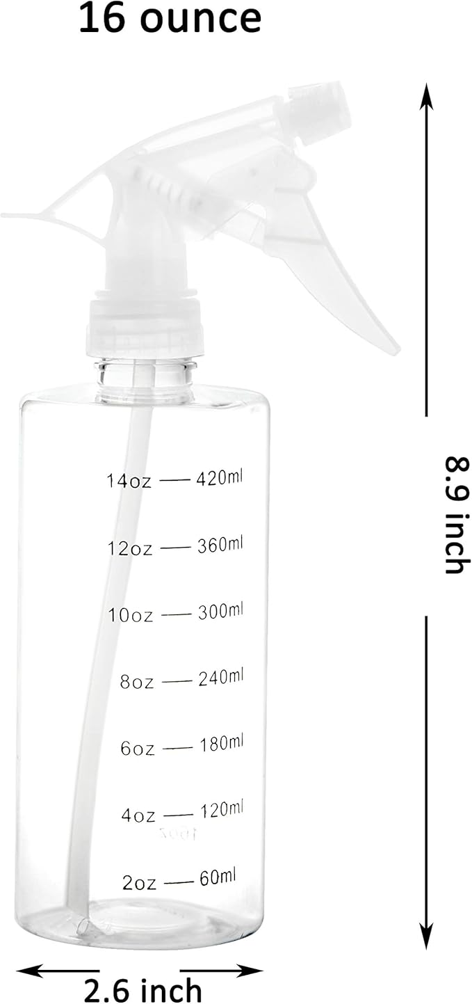 Youngever 5 Pack Empty Plastic Spray Bottles, Spray Bottles for Hair and Cleaning Solutions (16 Ounce)