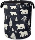 Bear Wild Forest Large Storage Basket, Collapsible Laundry Basket Oxford Storage Bin for Toy Bins Gift Baskets Bedroom Clothes Children Nursery Hamper 16" X 20.8"
