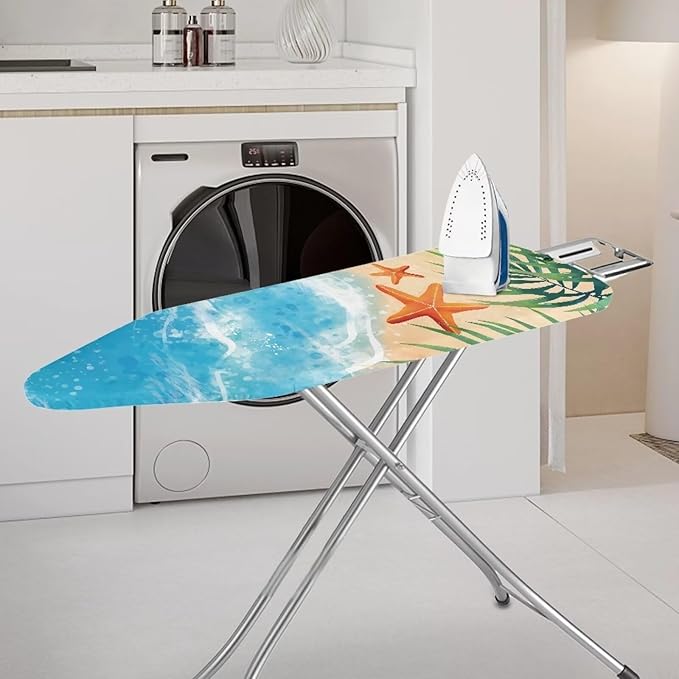 GLENLCWE Hawaiian Starfish on Beach Ironing Board Cover,Thick Ironing Board Replacement Cloth Heavy Duty Standard Size Decorative Iron Board Protector,15X54Inch