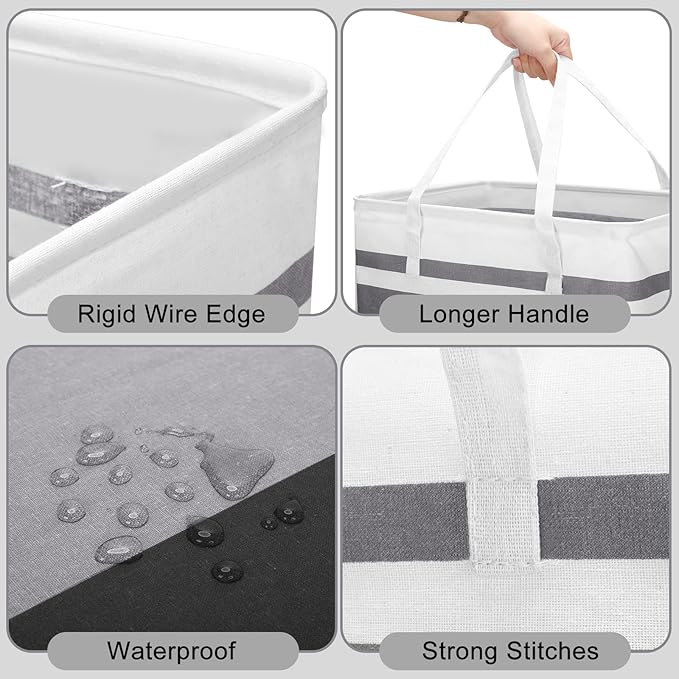 8 Pcs 75 L Large Laundry Basket Organizer bulk Collapsible Tall Waterproof Laundry Hamper Bag with Easy Carry Handles Freestanding Clothes Hamper Storage Basket for Toys Clothes Room, Gradient Grey