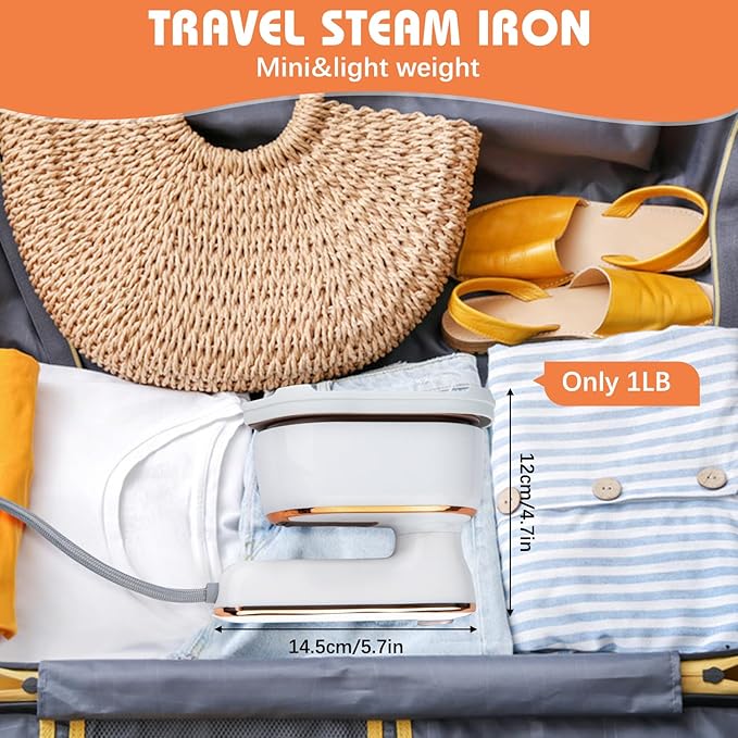 Handheld Steamer for Clothes, Mini Steamer Iron for Clothes, Portable Foldable Travel Steamers With Dry and Wet Ironing, Suitable for Most Types of Fabrics