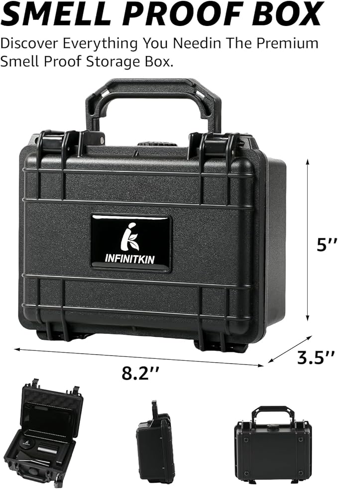 Smell Proof Box – Portable Smell Proof Storage Box with Combination Lock, Airtight & Waterproof, Includes Pocket Scale & Accessories for Home, Travel & Camping