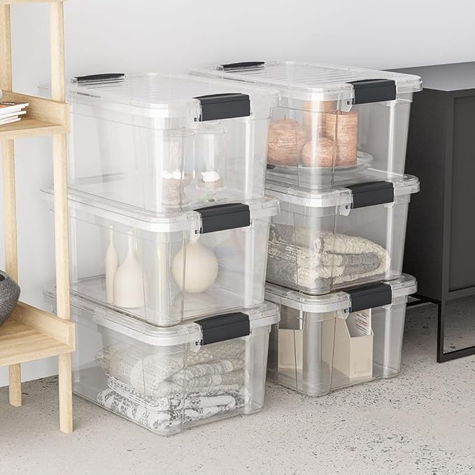 Superio 7.4 Quart Clear Plastic Storage Bin with Lid, Non-Toxic, BPA Free, Odor Free, Organizer Storage Box, Stackable Plastic Tote for Home, Garage, School, and Office