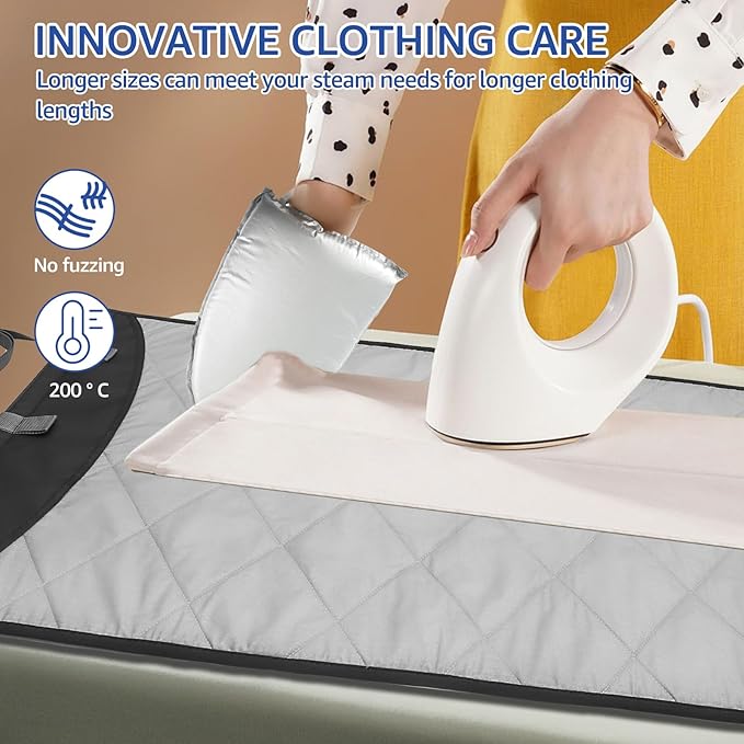 Over-The-Door Steamer Pad with Heat-Resistant Glove, Portable Vertical Ironing & Pressing Board, Ideal for Home & Travel Use, 45.27x18.89in, Convenient & Space-Saving Clothes Steamer