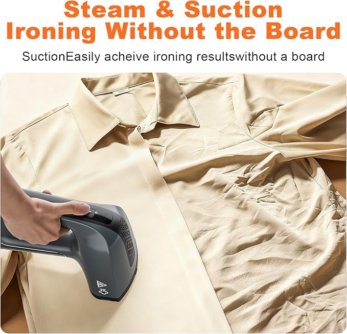 GHORA Vacuum Steamer for Clothes, 3500Pa Strong Suction Handheld Garment Steamer, Portable Travel Steamer & Iron Dual-Mode (110-120V)