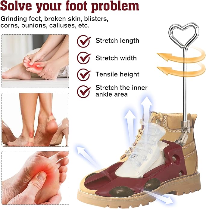 Boot Stretchers for Cowboy Boots 2 PCS Shoe Stretcher for Wide Feet Men Shoe Trees Adjustable Length & Width for Men Women