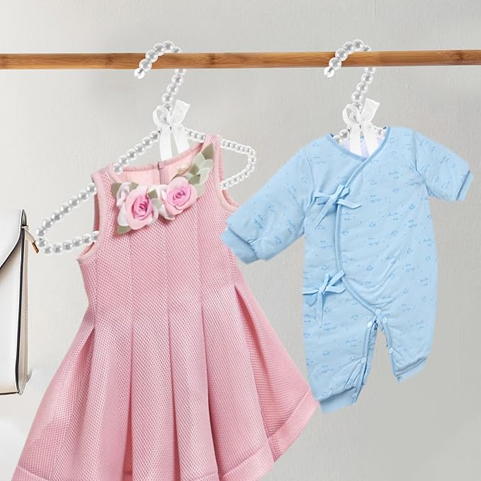 Cabilock Pearl Baby Hangers Mini Kids Clothes Rack Non-Slip Toddler Clothes Hanger for Nursery Closet Organization Space-Saving