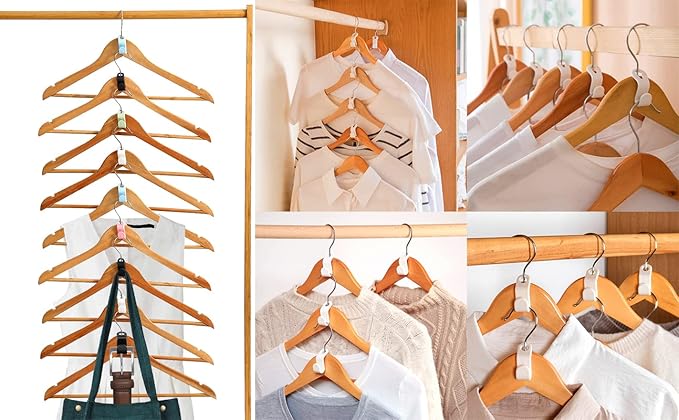 120 Pcs Clothes Hanger Connector Hooks,Plastic Cascading Hanger Hooks Extender Clips,Wardrobe Clothing Hangers Connection Hooks for Organizer Closet Space Savers, Black
