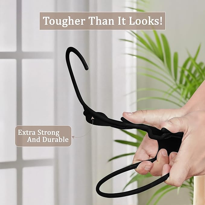 Utopia Home Plastic Hangers 200 Pack - Perfect Space Saving Clothes Hanger - Durable and Strong - Perfect Closet Organizers with Shoulder Grooves (Black)