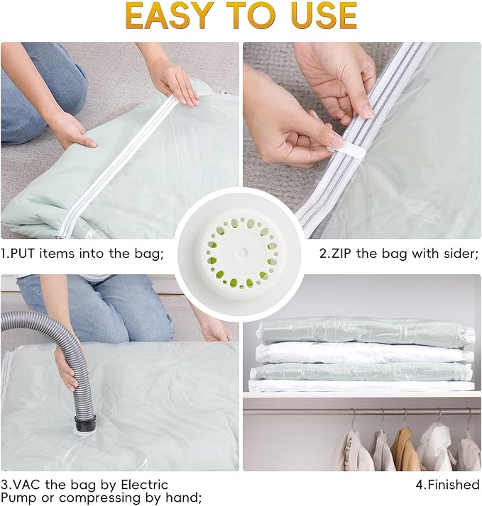 Large Vacuum Storage Bags with Electric Pump – 10 Pack（56×80 cm / 22×31.5 in) Space Saver Bags for Bedding, Comforters, Blankets, Clothes, Pillows, Jackets, Coats – Home Organization