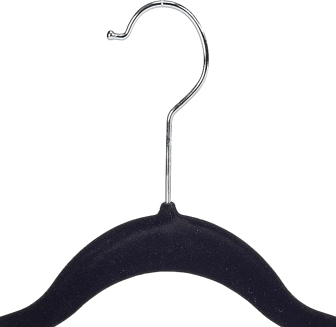Simplify 24 Pack Velvet Hangers with Clips | Skirt and Pants | Slim Space Saving | Closet Organization | Non-Slip | Prevent Creases | Swivel Neck | Durable | Black
