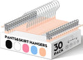 HUADYMEET 30 Pack 12Inch Pants Hangers with Clips,Metal Trouser Hanger for Jeans.Space Saving Skirt Hangers Heavy Duty Non-Slip Adjustable Clothes Shorts Hanger for Women,Men,Coral Pink