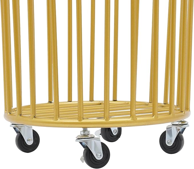 Wire Metal Rolling Laundry Basket On Wheels,Mesh Wire Laundry Basket Storage Cart for Bathroom Bedroom Dirty Clothes Storage (C)