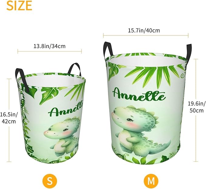 Personalized Dinosaur Laundry Basket For Baby Kids Boys Girls Adult Custom Hamper Basket With Name For Bathroom Bedrooms Collapsible Baby Laundry Basket, Dirty Clothes Hamper With Handles