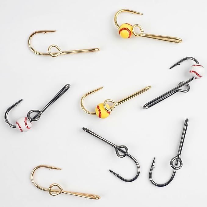 10PCS/20PCS Fishing Hook Hat Pins for Hat,Fish Hook Hat Clip for Hat Tie Clasp Fashion Trend Hat Decoration Gold Balck
