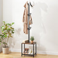 Coat Rack Freestanding, Hat Rack Hall Tree with Bench and Shoe Storage, 3-in-1 Coat Hanger Purse Rack Bag Rack Coat Tree Clothes Tree, Vintage Entryway Corner Coat Rack with Shoe Storage