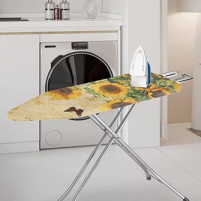 Sunfloral Ironing Board Cover,Iron Board Cover Standard Size,Floral Ironing Board Cover,Butterfly Ironing Board Cover,Retro Sunfloral Print XX-Large