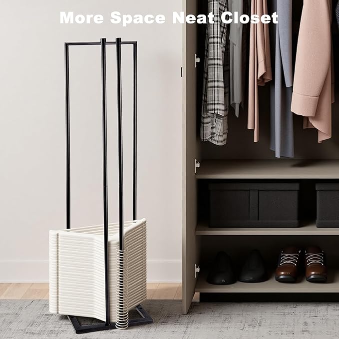 Metal Hanger Stacker, 32 Inch Hanger Storage Organizer Hold up to 120 Velvet Hangers, Clothes Hangers Holder Space Saver for Closet and Laundry, Black