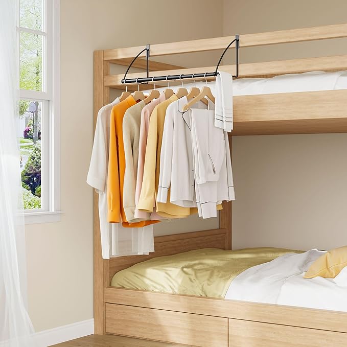 Tajsoon Over The Door Hanger Expandable & Adjustable, Over Door Clothes Hanger Rack for Towel & Coat, Bathroom Over Door Clothes Rack Hooks for Bedroom, Washroom, Fits Doors up to 1¾”, Metal, Black