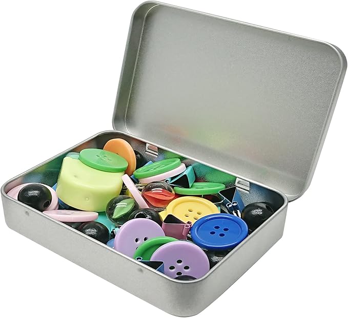 6 Pcs Metal Hinged Tin Box Container Mini Portable Small Storage Container Kit with Lid for Home Storage 4.5x3.3x0.9 Inch, Silver