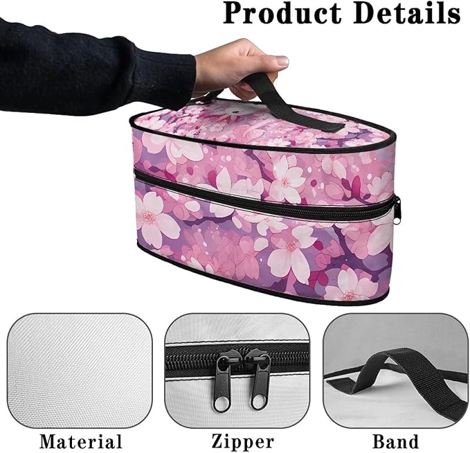 Cherry Blossoms Axolotl Iron Portable Storage Bags for Travel for Travel Iron Mini Dry Iron and Accessories with Handle and Smooth Zipper for Most Irons