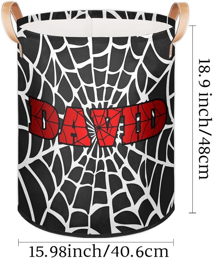 Spider Wed Personalized-Laundry-Hamper-Basket for Kids Custom Name Collapsible Storage Organizer Bin Dirty Clothes Toys Hamper for Boys Nursery in Laundry, Bedroom, Bathroom Hot Red