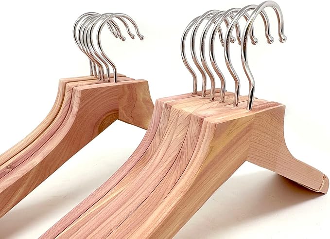 Cedar Elements Big Kids Cedar Hangers – French Flat Top Style 12 Pack for Kids Size 4T-10 (No Pant Bar)