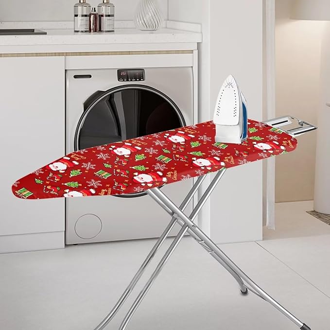 Xmas Ironing Board Cover with Elastic Edge Santa Claus Table Top Ironing Board Cover and Pad Stain Resistant Iron Pads for Ironing Ventilate 54x15 inches