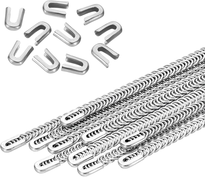 PATIKIL 10 Pcs 10 Inch 304 Stainless Steel Metal Steel Spiral Corset Boning, Metal Boning with 10pcs 6mm Boning Tips for Sewing Corset, Making Costume,Hoop Skirt, Collar (6mm Wide)
