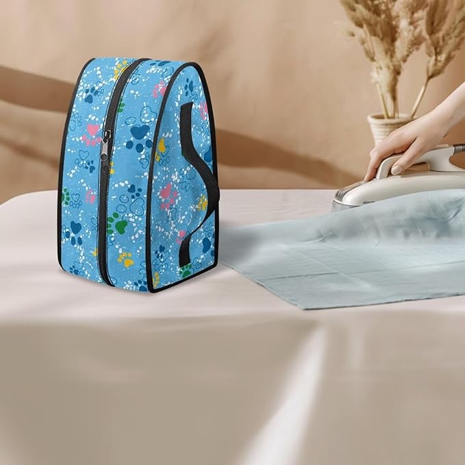 Paw Print Iron Storage Bag with Zipper Handle Lightweight Colorful Clothes Iron Storage Case for Traveling Home Cute Iron Storage Cover