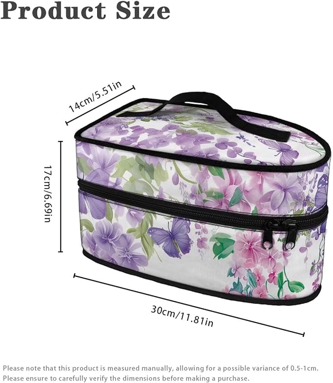 Purple Flower Travel Iron Holder Case Irons Carrying Organizer for Most Iron and Accessories Iron Portable Storage Bag for Dustproof Bag,Easy to Carry