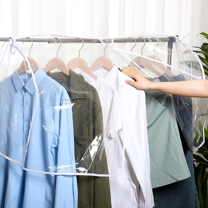Honeydak 2 Pack Clear Vinyl Storage Closet Garment Cover 36"x 22"x 18" Large Dustproof Clothe Covers Protecting Dust for Hanging PVC Shoulder Cover Dress Suits Coat Clothe Protectors for Closet