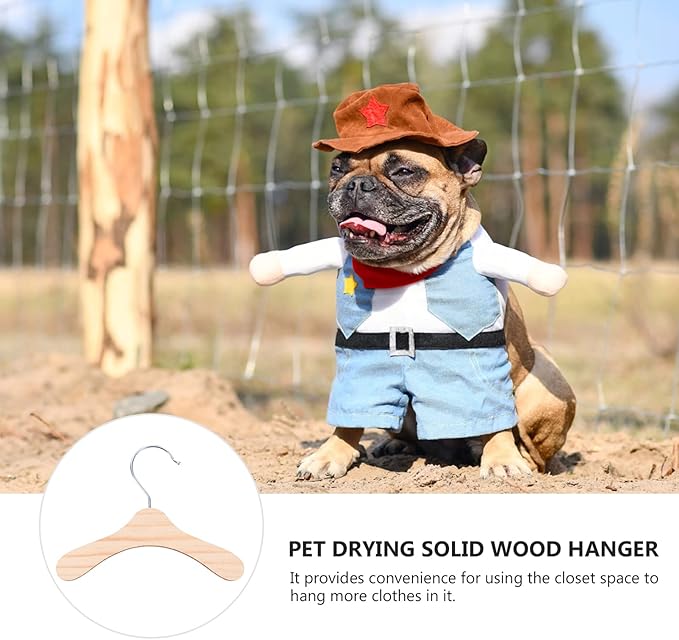VILLCASE 10pcs Mini Clothes Hanger Pet Hangers Sturdy Wooden Pet Apparel Hangers Small Cloth for Dog Cat Doll Clothes Hanger Clothes Rack (Size L)