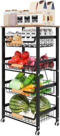 Fruit Vegetable Basket for Kitchen,5 Tier Pantry Organizers and Storage,Snack Organizer for Countertop,Pantry Cart,Metal Wire Storage Shelf Organizer Baskets for Kitchen, Pantry, Bathroom