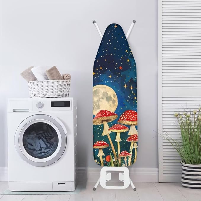 Ironing Mat,Mushroom Ironing Board Cover,Ironing Board Cover,Table Top Ironing Board Cover,Iron Covers for Ironing,Mushroom Moon Print XX-Large