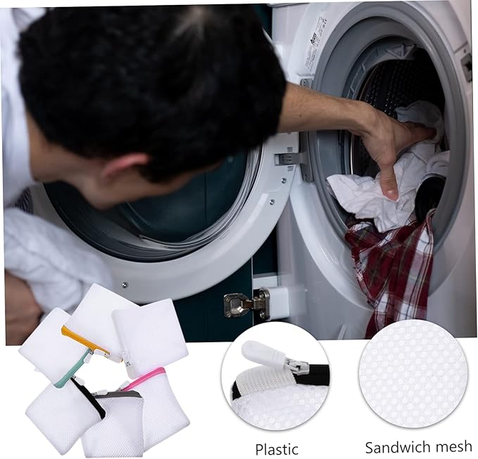 6-Pack Mesh Laundry Bags with Zipper for Washing Machine Travel & Delicate Clothing Organizer Foldable Lightweight Mesh Wash Bags for Bras Underwear