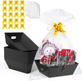 AFOROEOA 20PACK Baskets for Gifts Empty, 10x12”Thick Black Gift Basket with 20 Bows 20 Bags Empty Gift Baskets for Christmas, Valentine’s Day, Easter, Birthdays, Snacks, Farmers Market
