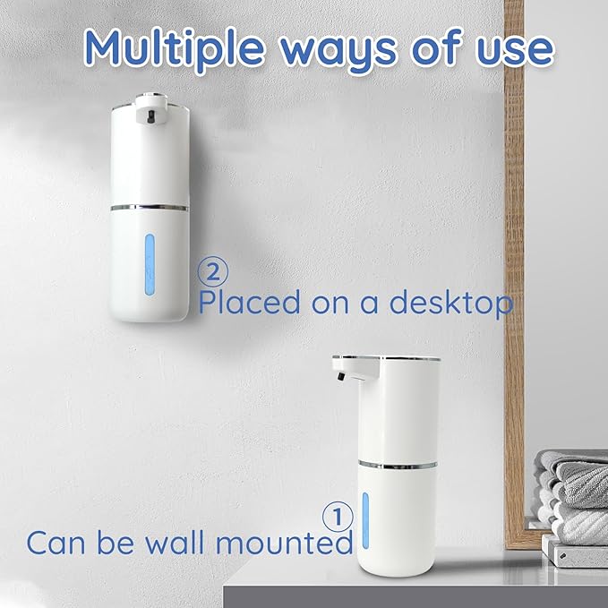 Foaming Soap Dispenser, Automatic Soap Dispenser, 13.5oz/400ml Automatic Soap Dispenser Touchless, USB Rechargeable 4 Level Adjustable Electric, for Bathroom, Kitchen,Hotel