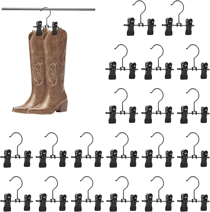 20 Pack Boot Hangers Closet Hanging Clips Laundry Hooks for Hats, Pants, Towel, Socks, Handbags, Bags, Underwear