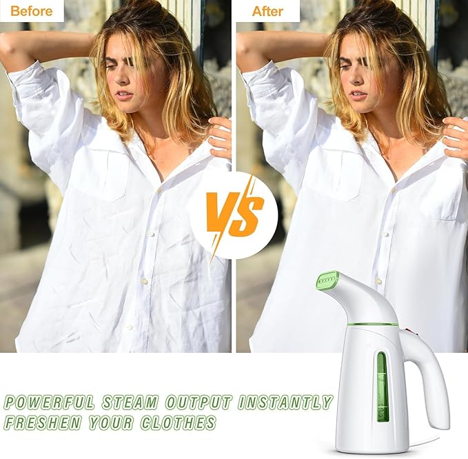 OGHom Steamer for Clothes, Portable Handheld Clothing Garment Steamer, 240ml Large Capacity 700W Travel Steam Iron 30 Second Fast Heat Up (Pale Green)