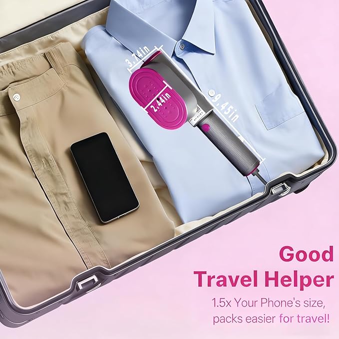 2 in 1 Travel Steamer Iron for Clothes,1200W Portable Handheld steamer for clothes, One-Button Switch, Fast Heat-Up, Quick Wrinkle Removal, Dry & Steam Ironing,110V(Silver&Purple)