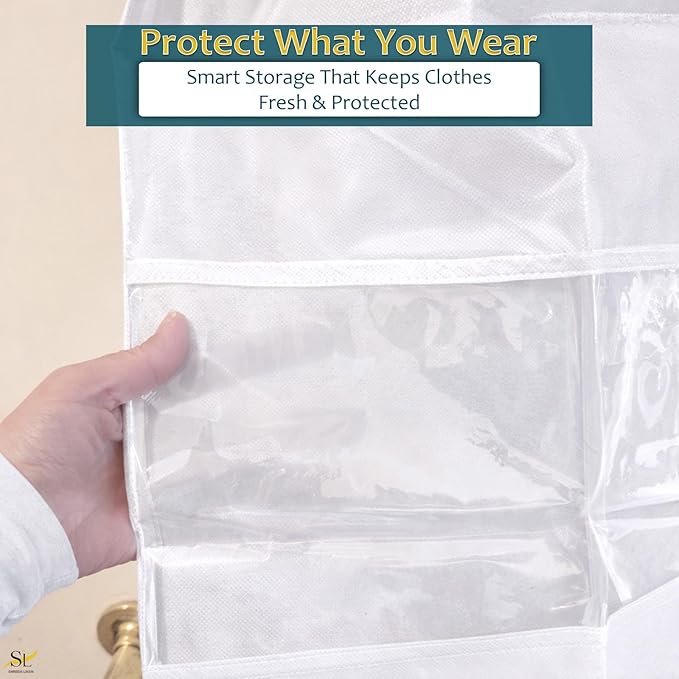 43" Garment Bags for Hanging Clothes, Pack of 3 Suit & Dress Covers for Storage and Travel, Long Gown Bags with Zipper, Classic White