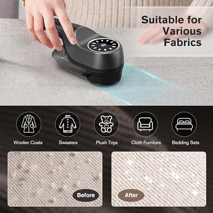 Fabric Shaver, Lint Remover, Lint Shaver with 2 Speeds 3 Replaceable Blades, Sweater Shaver, Clothes Shaver, Fabric Pilling Remover, Fabric Shaver for Furniture, Electric Lint Remover for Clothes