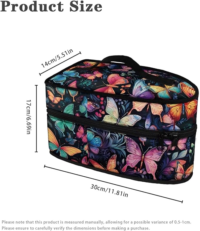 Colorful Butterfly Travel Iron Storage Box Carrier Bag with Handle Iron Accessories Portable Lightweight Iron Organizer Carrier Bag